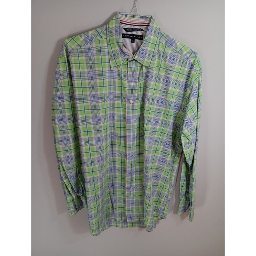 Vintage Tommy Hilfiger Mens Size Large Button Up Multicolor Long Sleeve Shirt